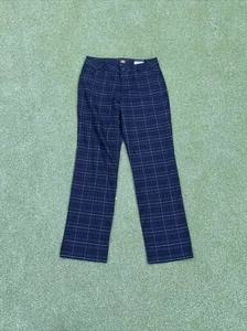 Lee Dress Pants Women 6 Black Mid Rise Straight Plaid Flat Front Polyester Blend - Picture 1 of 13