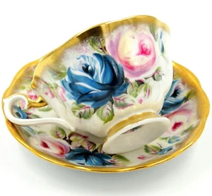 Royal Albert Summer Bounty Sapphire Blue Rose Teacup and Saucer - Picture 1 of 8