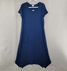 J Jill Dress Womens Small Navy Blue NEW Linen Pure Jill Maxi Shift Asymmetrical - Picture 1 of 9