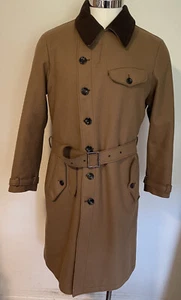 Armani Brown Wool Cashmere Belted Trench Coat Mens 44 Water Repellent Lined - Picture 1 of 23