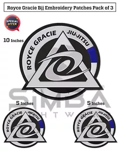3 Pcs BJJ Gracie Patches BJJ Kimono Patch Royce Gracie Bjj Gi Embroidery Patches - Picture 1 of 8