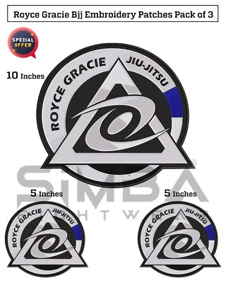3 Pcs BJJ Gracie Patches BJJ Kimono Patch Royce Gracie Bjj Gi Embroidery Patches - Image 1 of 4