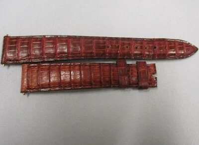 Pulseira de relógio Blancpain JB 1735 15mm x 12mm couro vermelho 105mm+70mm com pinos - Imagem 1 de 4