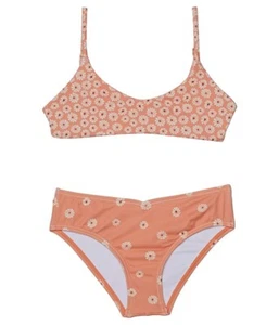 Billabong Bikini Top Girl 8 Peach Floral Print Stretch Two-Piece Swimsuit ERK446 - Picture 1 of 8
