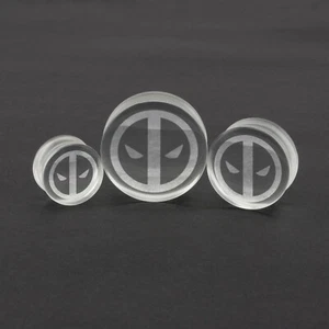 Ear Plug Stretcher Ear Gauge Deadpool Glass Pyrex 14mm - 30mm Clear - Picture 1 of 3