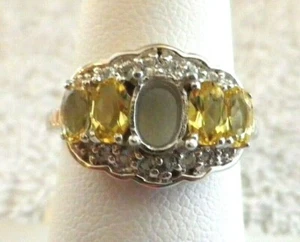 RING SEMI MOUNT SETTING HELIODOR WHITE TOPAZ 7x5mm Oval Sterling Silver Sz 7 JTV - Picture 1 of 9