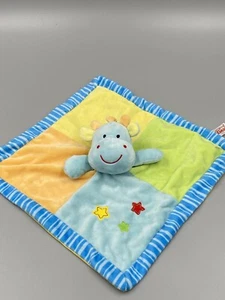 Linzy Baby Blue Hippo Plush Rattle Lovey Baby Colorful Security Blanket - Bild 1 von 7