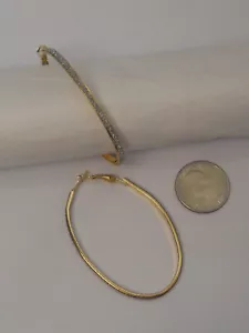 Fashion Earrings Oval Glitter Hoop Earrings Fashion Gold Tones Leverback Fastene - Picture 1 of 2