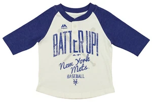 Majestic MLB Toddler Girls New York Mets 3/4 Sleeve Henley Tee - Picture 1 of 5