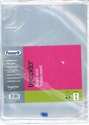 25 Buste a Sacco Plastica A4 Favorit cm. 22X30 Superior Lisce 100460101
