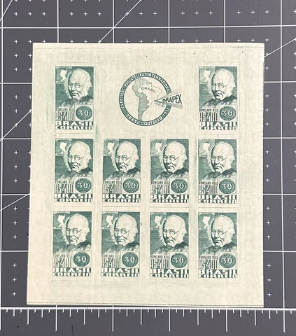 BRAZIL 1938  ROWLAND HILL souvenir sheet issied for BRAPEX (Sc 465) F MLH Cover