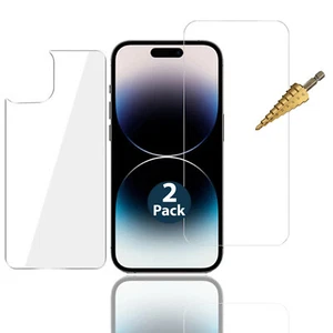 2Pk Tempered Glass Screen Protector for Apple iPhone 14 PRO Front and Soft Back - Picture 1 of 11