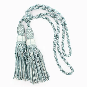 10" Doppel Quaste Raffhalter hellblau, weiß - 9535 [einzelnd] - Bild 1 von 5