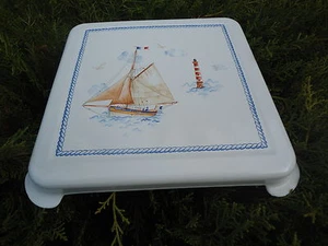 DESSOUS DE PLAT TRADITIONNEL EMAILLE BATEAU VOILIER EMAIL VERITABLE 800°C NEUF - Picture 1 of 1