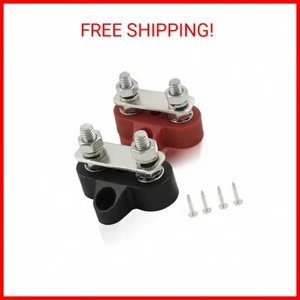 2Pcs Dual Stud Battery Junction Post, 1/4 Inch Bus Bar Terminal Block, M6 Power - Picture 1 of 2