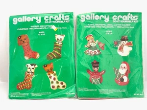 2 Gallery Crafts 1978 Filz Ornament Kits Welpen Kätzchen Weihnachtsmann Schneemann Engel - Bild 1 von 6