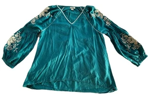 Sundance Damen PXS Boho Indie türkis bestickt Tunika Bluse Blumen Modal - Bild 1 von 15