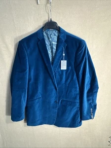 NWT Madison 46R Peacock Velvet 100% Cotton Two Button Double Vent New Blazer - Picture 1 of 15