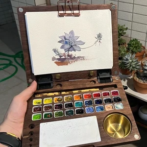 Watercolor Palette Wooden Paint Box - Picture 1 of 7