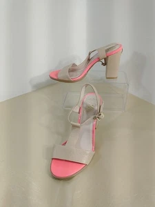 Vince Camuto Novasi Women Sandals 7.5M Beige Pink Pebble Leather High Heels - Picture 1 of 9