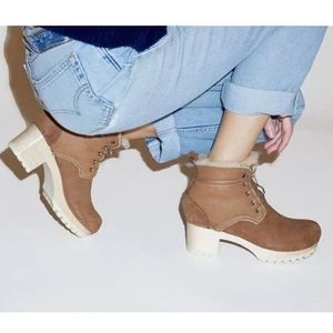 No. 6 Store Lander Lace Up Shearling Clog Boot on Mid Tread Size 38 Honey EUC - Picture 1 of 18