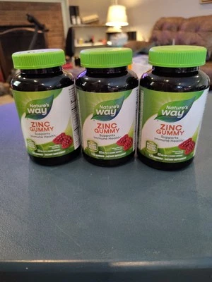 3 X Natures Way ЦИНКОВАЯ ЖЕВАТЕЛЬНАЯ РЕЗИНКА 22 мг иммунное здоровье 120 СМЕШАННЫХ ЯГОДНЫХ жевательных резинок срок годности 8/31/26 - Изображение 1 из 4