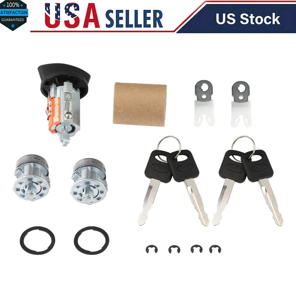 Para Ford F250 F350 Llave de Encendido Interruptor Cerradura Cilindro y Puerta Par Vaso Barril Foto 1 de 4