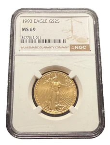 US 1993 Gold 1/2 oz $25 NGC MS69 Gold Eagle Better Date - Picture 1 of 2
