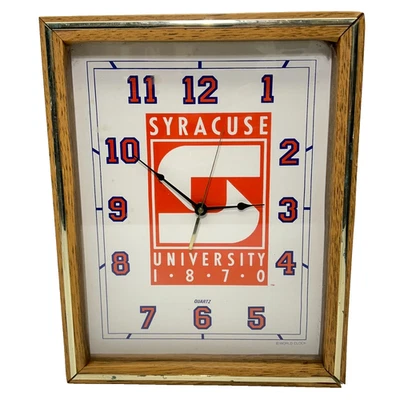 Reloj de Pared Mundial Vintage Universidad de Siracusa 1870 Marco de Madera Naranja Naranja Foto 1 de 4