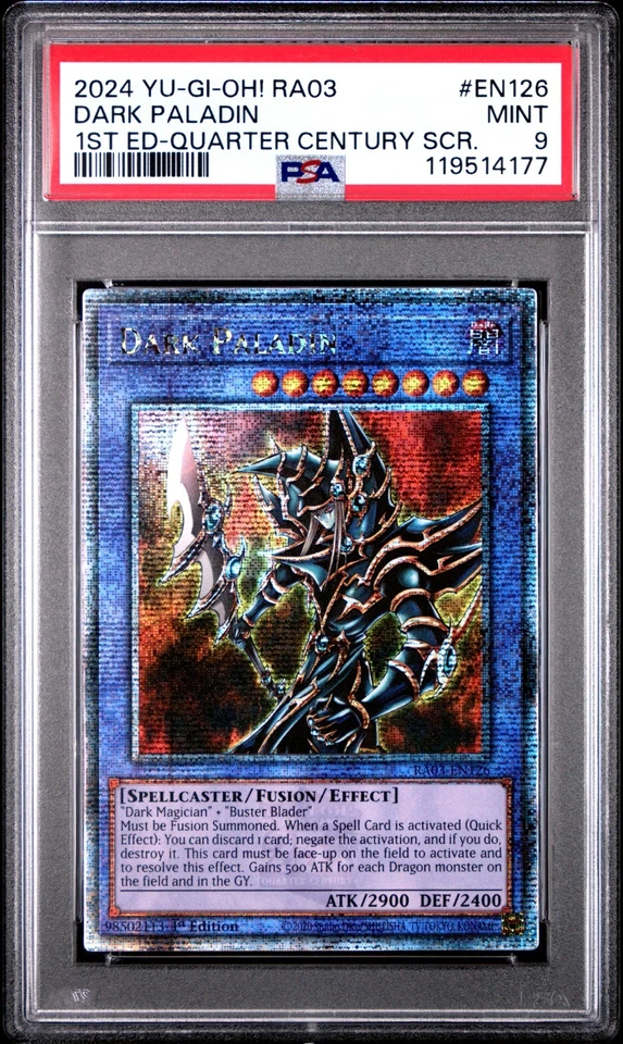 YU-GI-OH! RA03-QUARTER CENTURY BONANZA EN126 DARK PALADIN EDITION QCR PSA 9 - Image 1 of 1