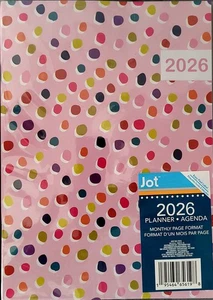 2026 Monatlicher Terminplaner Kalender Tageszeitschaltuhr 9,5"x6,75" Rosa mit Punkten - Bild 1 von 10