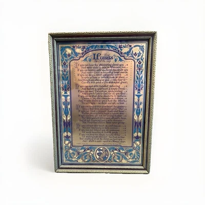 Antique BUZZA MOTTO Framed Metallic Gold Poetry IF FOR GIRLS Rudyard Kipling - Image 1 of 4