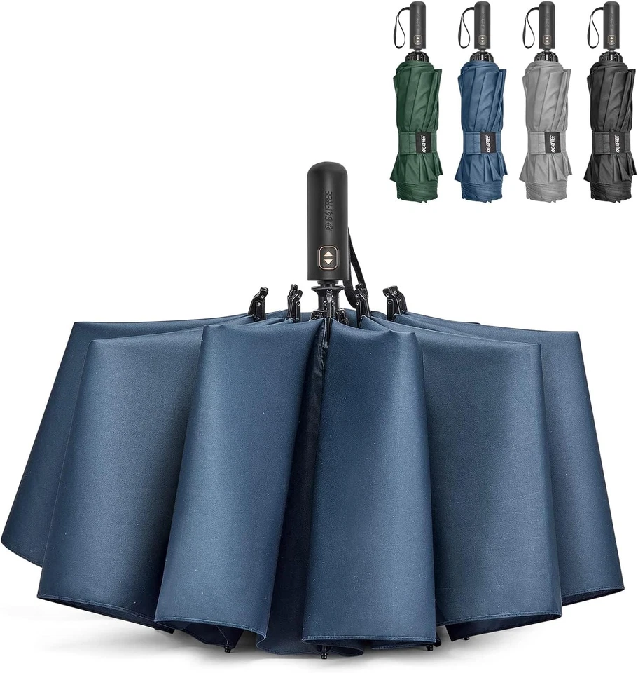Ombrello Pieghevole Grande Da 157 Cm, 10 Costole, Robusto, Da Viaggio, Compatto, - Immagine 1 di 4