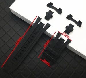 33*26mm Armband Schwarz Kautschuk Uhrenarmband für Invicta Subaqua Noma V Noma 5 Bracelet - Bild 1 von 5