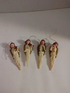4 Vintage Resin Angels w/Music Instruments Christmas Icicle Ornaments. - Picture 1 of 10