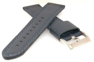 Correa de reloj de microfibra/cuero con acolchado ligero, costura azul marino 20 mm - Imagen 1 de 3