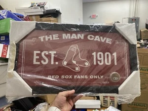 Boston Red Sox  "The Man Cave Est 1901" Framed Art & Game Used Fenway Park Dirt - Picture 1 of 8