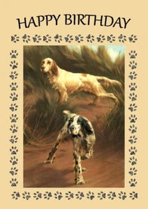 ENGLISH SETTER TWO DOGS DOG BIRTHDAY GREETINGS NOTE CARD - Picture 1 of 1