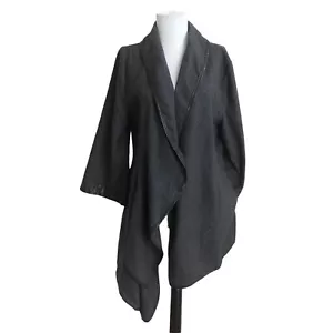 Umgee Vtg Open Front Asymmetrical Jacket Sz M Charcoal Lagenlook Boho Lagom - Picture 1 of 11