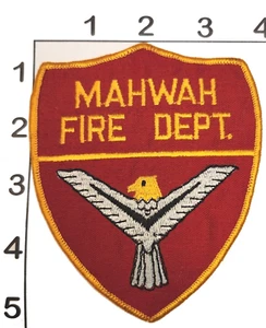 Mahwah New Jersey Fire Department Patch Vintage Red Embroidered Shield Uniform - Picture 1 of 1