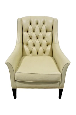 Silla acolchada Hancock & Moore Laney cuero marfil acento sala de estar precio de venta sugerido por el fabricante 4950 USD  Foto 1 de 4