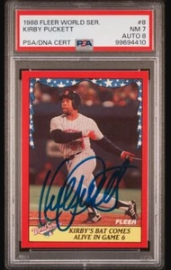 1988 Fleer Kirby Puckett Signed 1987 WS Baseball Card PSA 7 DNA 8 Certified HOF - Picture 1 of 3