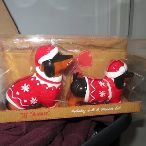 Godinger Holiday Weihnachten Dackel S&P Salz & Pfeffer Set "Lil Shakies" NEU - Bild 1 von 5