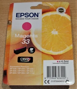 CARTUCHO GENUINO EPSON 33 Magenta (rojo) ORIGINAL T3343 tinta C13T33434010 NARANJAS - Imagen 1 de 3