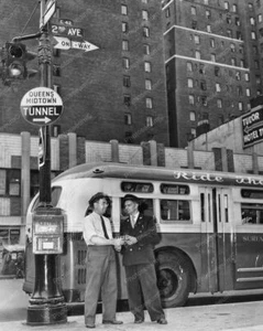 New York City Touring Bus Drivers Greet Vintage 8x10 Reprint Of Old Photo - Picture 1 of 1