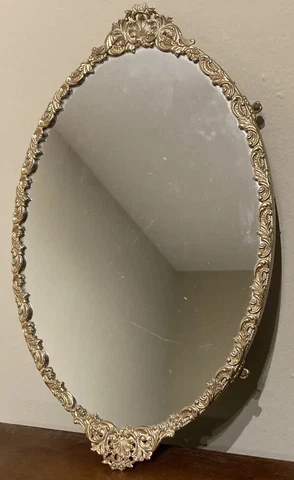Vintage Beveled Gold Ornate Mirror Cover