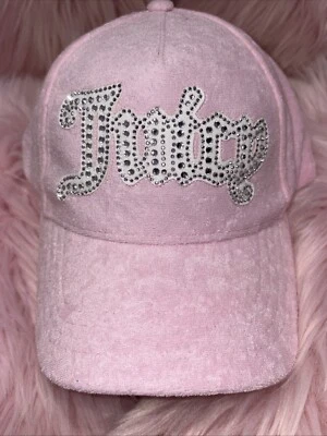 Juicy Couture Pink Terry Cloth Baseball Cap Rhinestones Juicy Logo NWT - Image 1 of 4