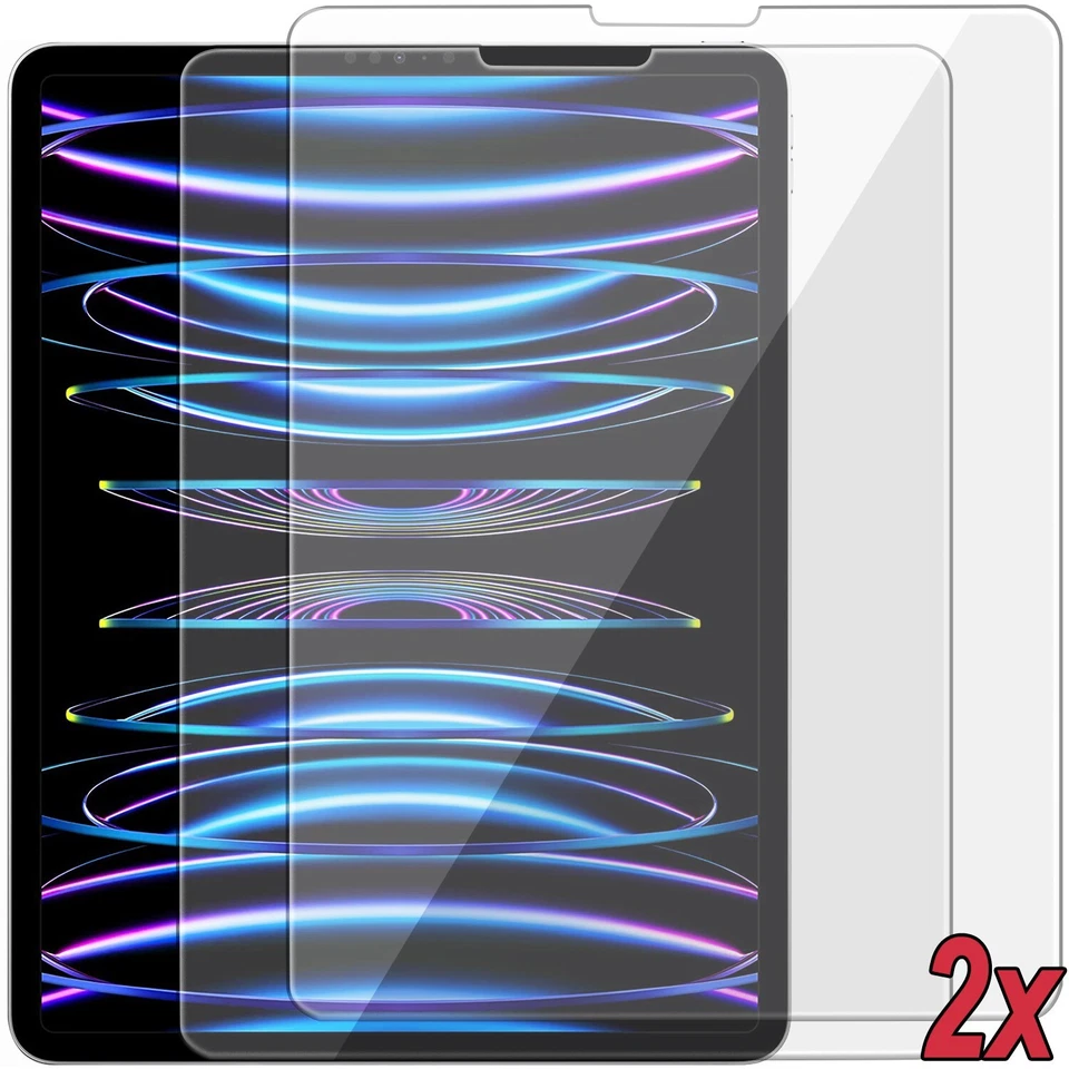 2x 9H Hartglas iPad Pro 12.9 2022/2021/2020 (6/5/4 Gen.) Schutzglas Full-Screen - Bild 1 von 4
