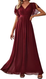 Ever-Pretty Empire Damen Taille V-Ausschnitt kurzärmlig langarmiges Chiffonkleid: UK-26 - Bild 1 von 6