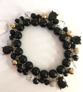 Charming Charlies Black Beaded Stretch Bracelet New Hypo Allergenic - Picture 1 of 2